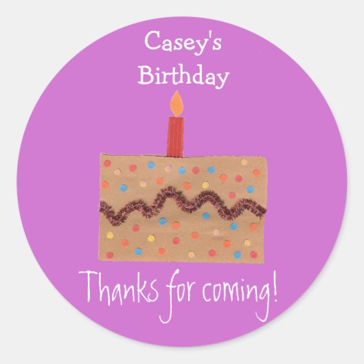 Confetti-Kuchen Geburtstagsfavorit-Etikett - Rosa Runder Aufkleber (Vorderseite)