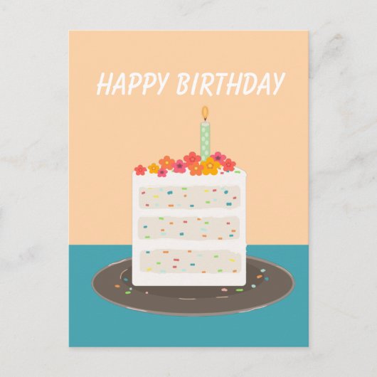 Confetti Kuchen glücklicher Geburtstag Postkarte (Vorderseite)