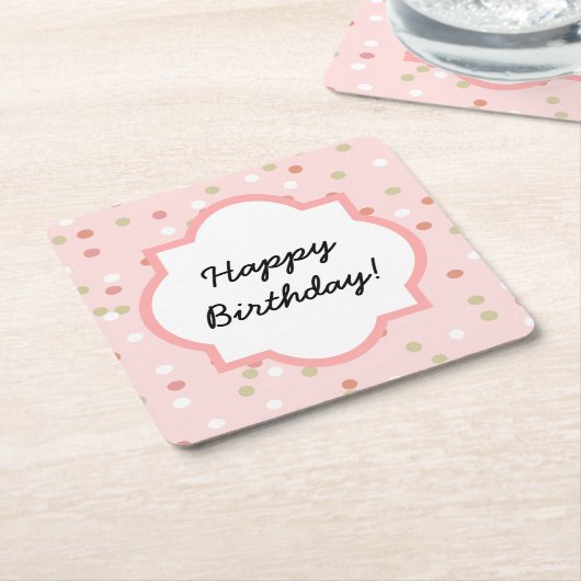 Confetti-Kuchen • Rosa Buttercream Zuckerguss Rechteckiger Pappuntersetzer (angewinkelt)