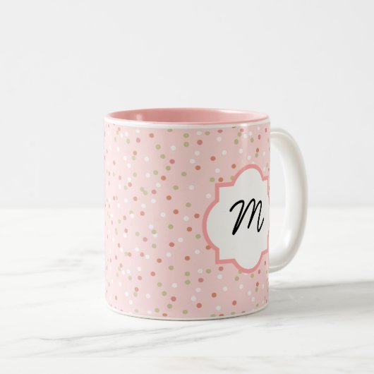 Confetti-Kuchen • Rosa Buttercream Zuckerguss Zweifarbige Tasse (VorderseiteRechts)