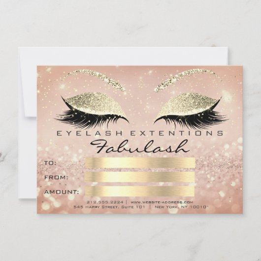 Confetti Lashes Gold Pink Makeup Certificate Gesch (Vorderseite)