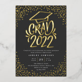 Confetti Lettered Grad 2022 Graduation Party Black Folieneinladung (Vorderseite)