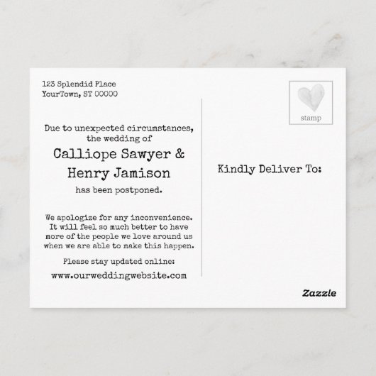 Confetti Lila Brush Zurückgestellt Hochzeitsaktual Postkarte (Rückseite)