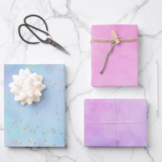 Confetti Lila Giro Geschenkpapier Set (Vorderseite)
