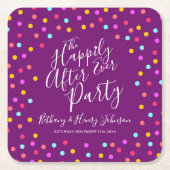 Confetti lila glücklich immer nach der Hochzeitsfe Rechteckiger Pappuntersetzer (Vorderseite)