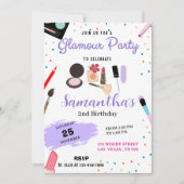 Confetti & Makeup Glamour Party Geburtstag Einladung (Vorderseite)