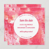 Confetti Modern Pink Wasserfarbe Save the Date Einladung (Vorne/Hinten)