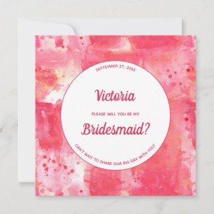Confetti Modern Pink Watercolor Sei meine Bridesma Einladung