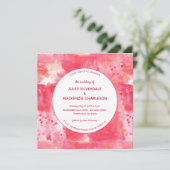Confetti Modern Pink Watercolor Wedding Einladung (Stehend Vorderseite)