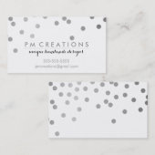 CONFETTI Moderne niedliche Polka-Punktsilber Visitenkarte (Vorne/Hinten)
