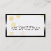Confetti Moderner Goldpunkt mit schwarzem Metallra Visitenkarte (Rückseite)
