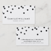 CONFETTI modernes niedliches Polka Dotter Schwarz- Visitenkarte (Vorne/Hinten)