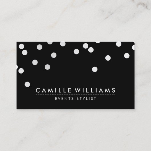 CONFETTI Modernstes niedliches Punktmuster Schwarz Visitenkarte (Vorderseite)