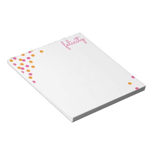 Confetti Name Personalisiert Notepad Notizblock (angewinkelt)
