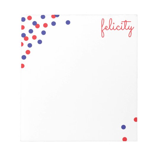 Confetti Name Personalisiert Notepad Notizblock (Vorderseite)