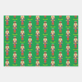 Confetti, Nutcracker, Rentier & Schneeflocken, rot Geschenkpapier Set (Vorderseite 3)