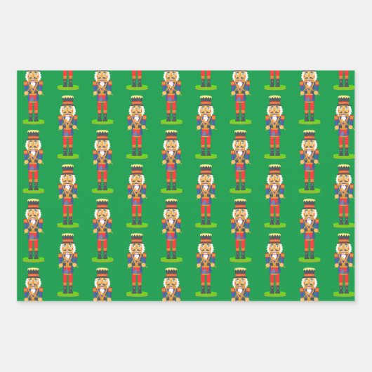 Confetti, Nutcracker, Rentier & Schneeflocken, rot Geschenkpapier Set (Vorderseite 3)