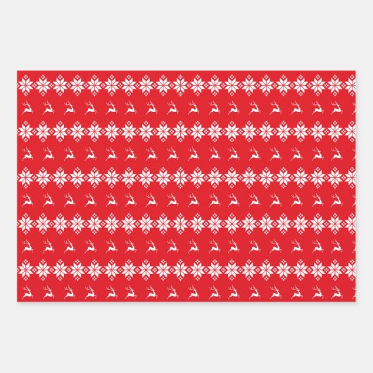 Confetti, Nutcracker, Rentier & Schneeflocken, rot Geschenkpapier Set (Vorderseite 2)