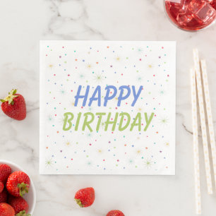 Confetti of Colorful Stars Happy Birthday Serviette