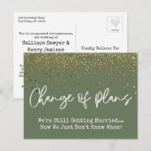 Confetti-Olivenwechsel Plan Verspätete Hochzeit Postkarte (Vorne/Hinten)