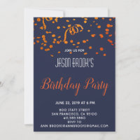 Confetti on Blue Black Birthday Party