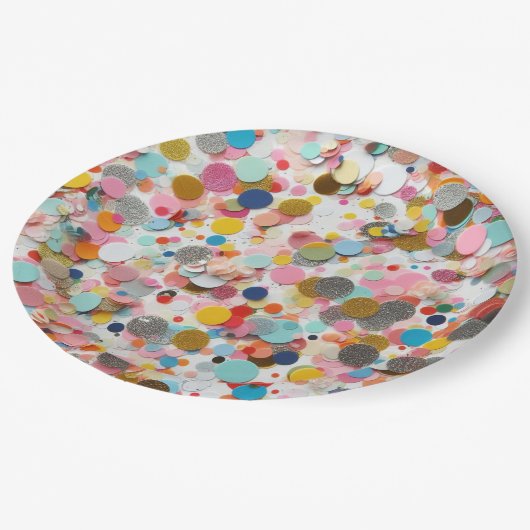 Confetti Papier Teller! Pappteller (Schrägansicht)