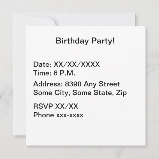 Confetti, Party Hats und Balloons Schwarzer Hinter Einladung (Rückseite)