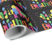 Confetti, Party Hats und Balloons Schwarzer Hinter Geschenkpapier (Rolleneckpunkt)