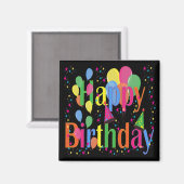 Confetti, Party Hats und Balloons Schwarzer Hinter Magnet (Vorderseite/Rückseite)