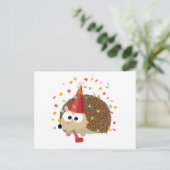 Confetti Party Igel Postkarte (Stehend Vorderseite)