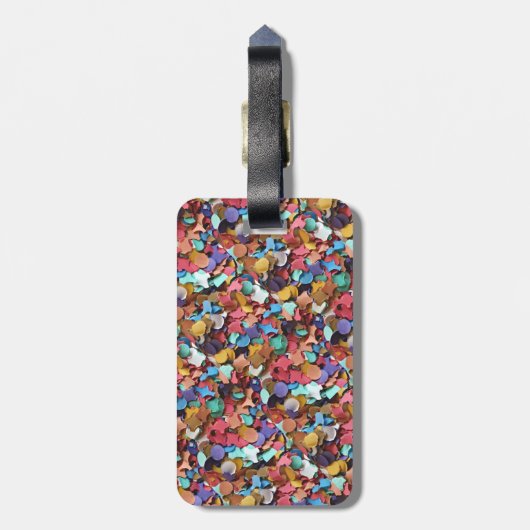 Confetti Party Karneval Farbiges Papier Funny Funn Gepäckanhänger (Rückseite vertikal)