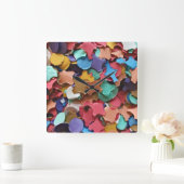 Confetti Party Karneval Farbiges Papier Funny Funn Quadratische Wanduhr (Zuhause)
