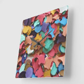 Confetti Party Karneval Farbiges Papier Funny Funn Quadratische Wanduhr (Winkel)