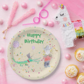 Confetti Party Krokodil grüne beige Papierplatte Pappteller (Party)
