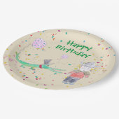 Confetti Party Krokodil grüne beige Papierplatte Pappteller (Schrägansicht)