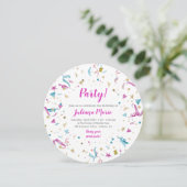 Confetti Party Pink und Blue Sparkle Geburtstag Einladung (Stehend Vorderseite)