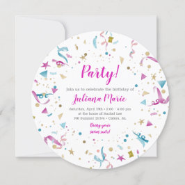 Confetti Party Pink und Blue Sparkle Geburtstag Einladung