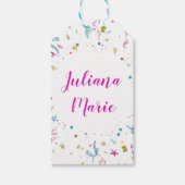 Confetti Party Rosa und Blauer Sparkor Geschenkanhänger (Vorderseite)