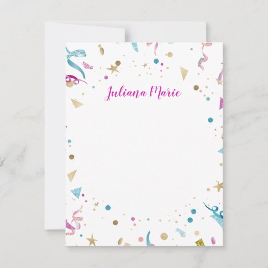 Confetti Party Rosa und Blauer Sparkor Mitteilungskarte (Vorderseite)