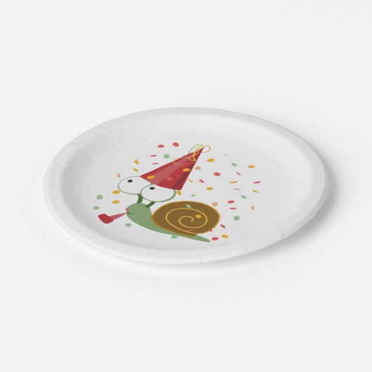 Confetti Party Snail Pappteller (Schrägansicht)