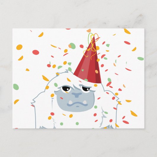 Confetti Party Yeti Einladungspostkarte (Vorderseite)