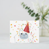 Confetti Party Yeti Einladungspostkarte (Stehend Vorderseite)
