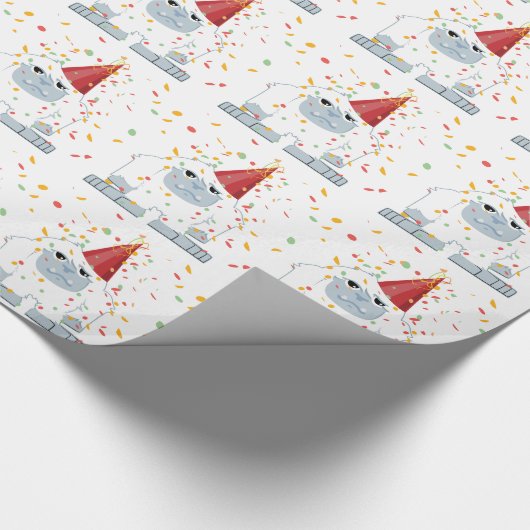 Confetti Party Yeti Geschenkpapier (Ecke)