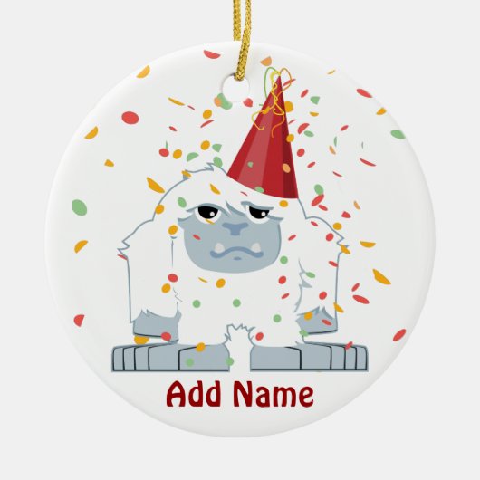 Confetti Party Yeti Keramik Ornament (Vorne)