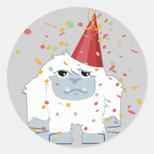 Confetti Party Yeti Runder Aufkleber