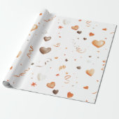 Confetti Peach Chocolate Hearts Birthday Geschenkpapier (Ungerollt)