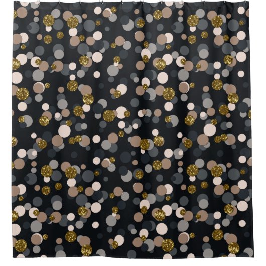 Confetti Peach, Maple, Grau und Gold Glitzer Duschvorhang (Vorderseite)