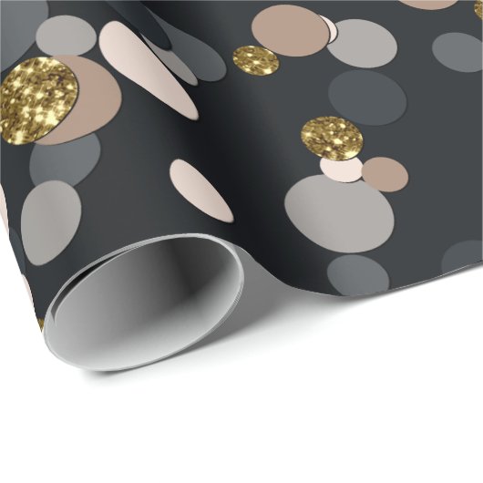 Confetti Peach, Maple, Grau und Gold Glitzer Geschenkpapier (Rolleneckpunkt)