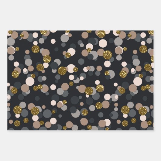 Confetti Peach, Maple, Grau und Gold Glitzer Geschenkpapier Set (Vorderseite 2)