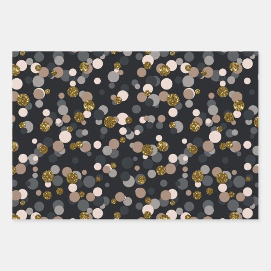 Confetti Peach, Maple, Grau und Gold Glitzer Geschenkpapier Set (Vorderseite)